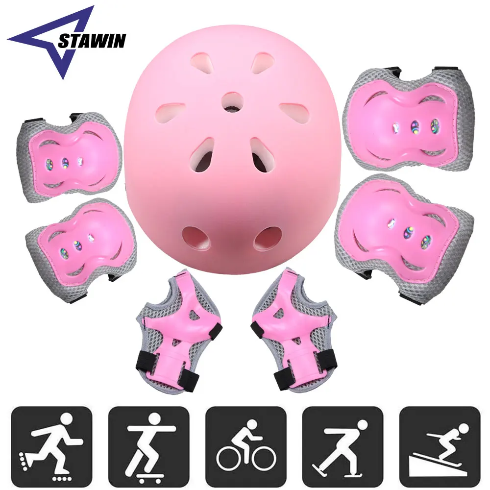 7Pcs/Set Kids Bike Helmet Skat - Scooter Helmet Set 评论和价格