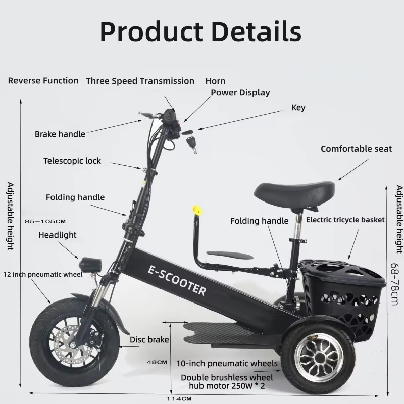 【2026】3 Wheel 2 Seats Folding  - Electric Scooter Adults 评论和价格